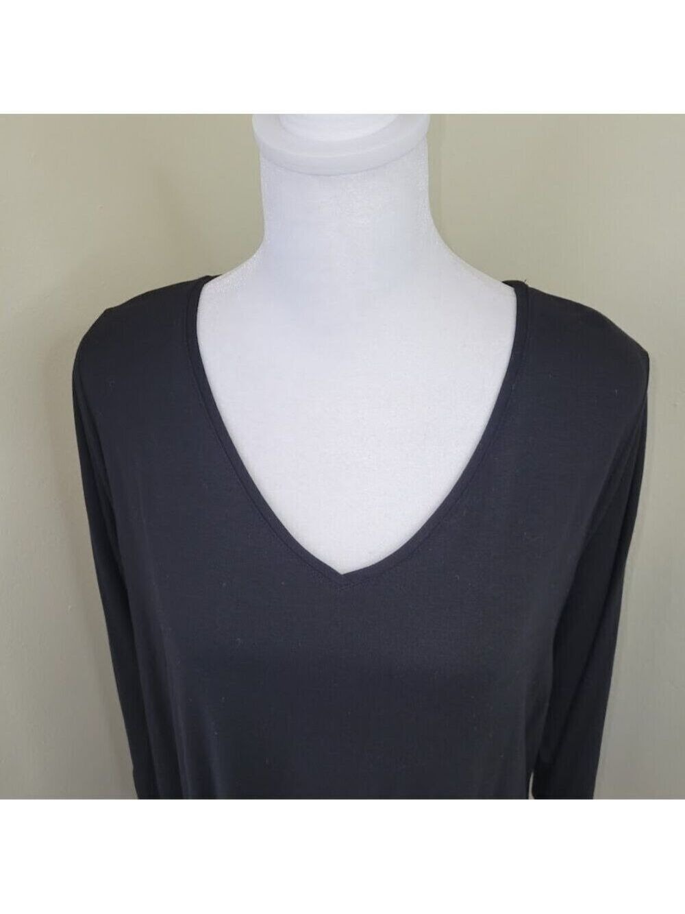 Eileen Fisher Black Long Sleeve Crewneck Shift Dress Women's Size L - Picture 3 of 12